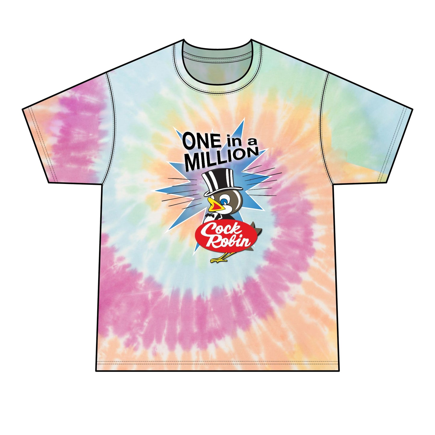 One in a Million Cock Robin Tie-Dye Tee — Light Blue Graphic T-Shirt