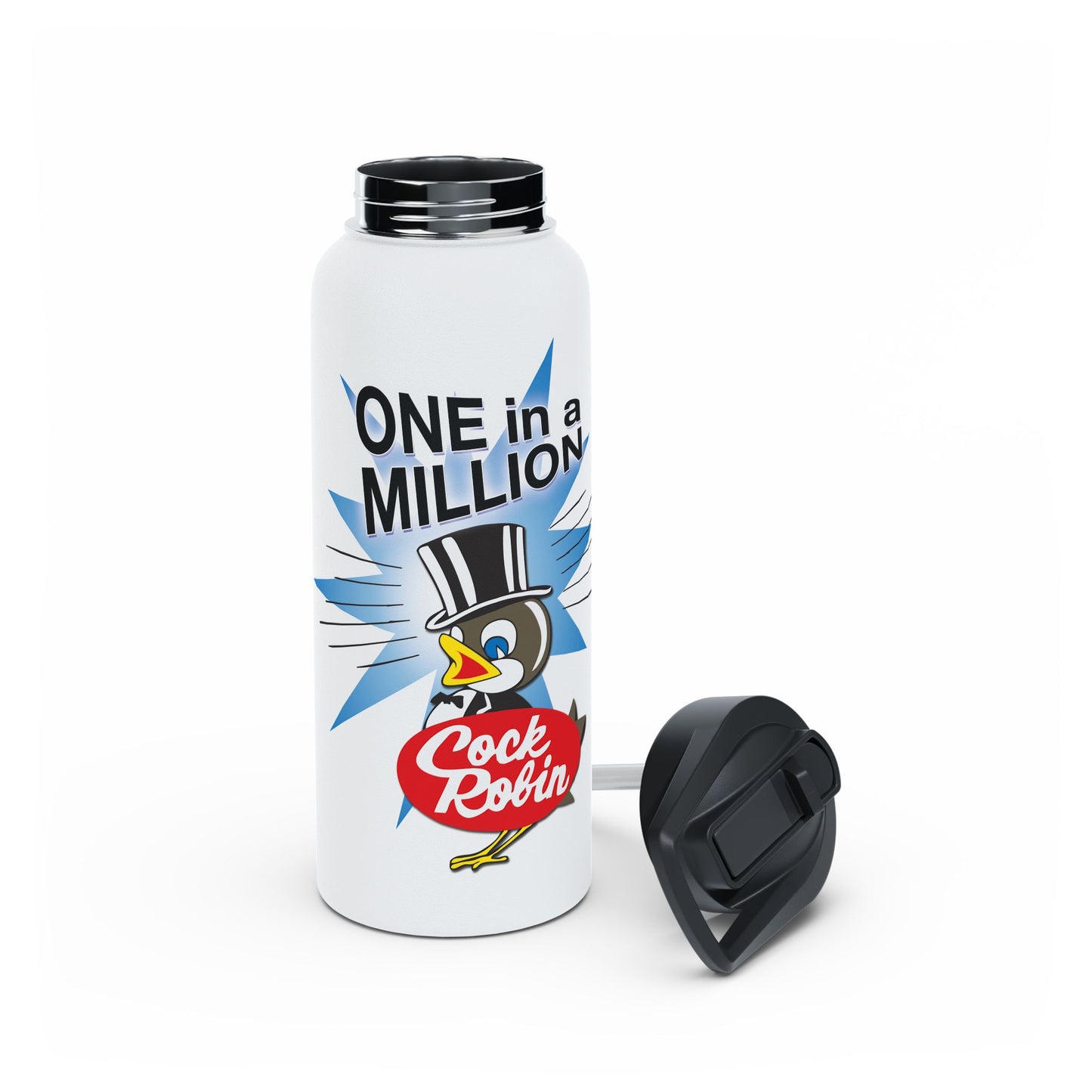 Cock Robin ONE in a MILLION Insulated Water Bottle – Retro Graphic Stainless Steel
