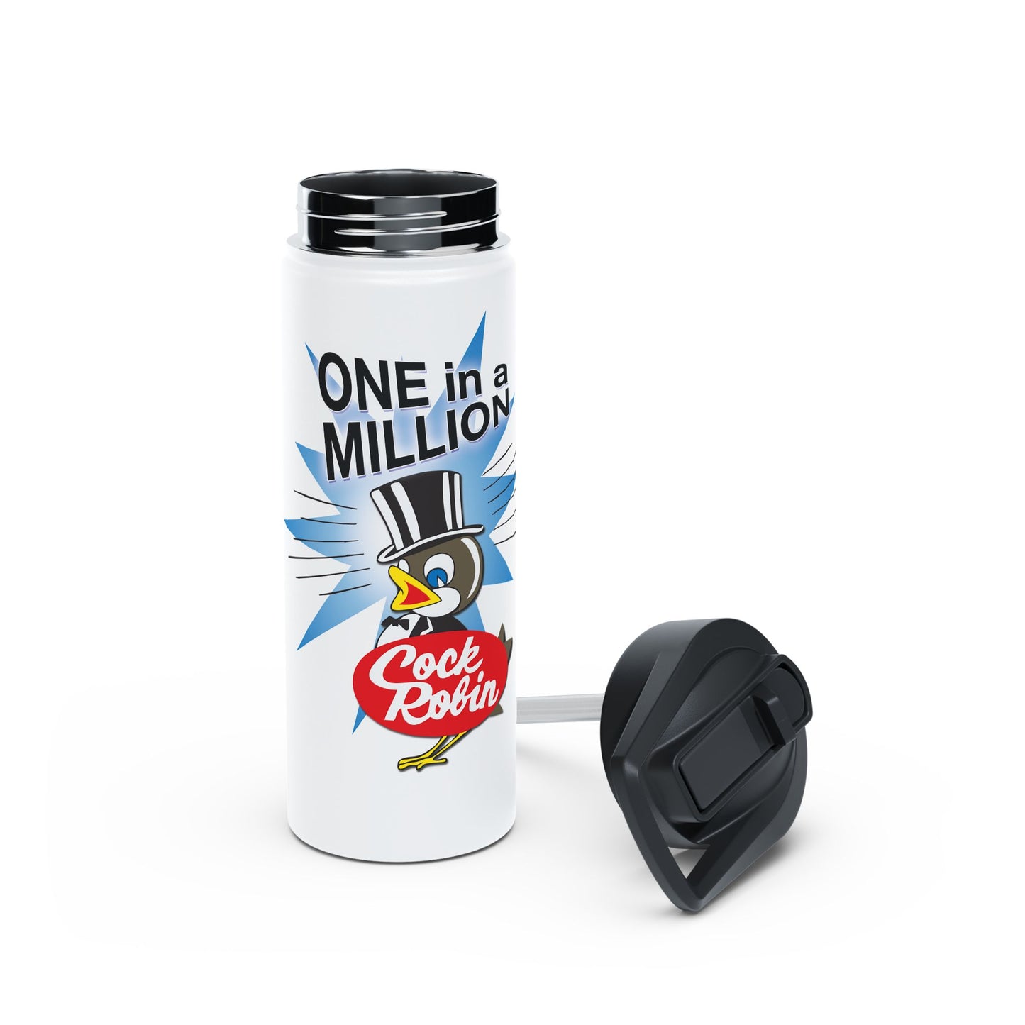 Cock Robin ONE in a MILLION Insulated Water Bottle – Retro Graphic Stainless Steel