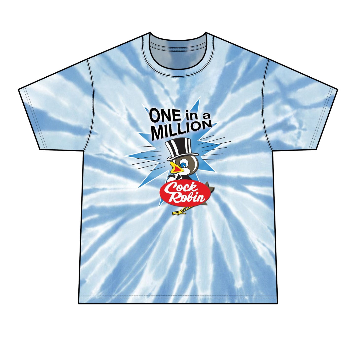 One in a Million Cock Robin Tie-Dye Tee — Light Blue Graphic T-Shirt