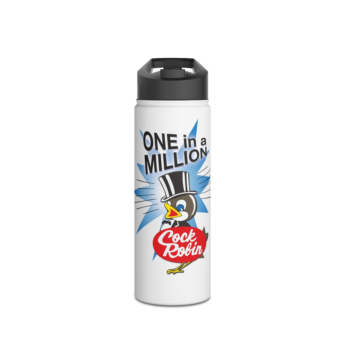 Cock Robin ONE in a MILLION Insulated Water Bottle – Retro Graphic Stainless Steel