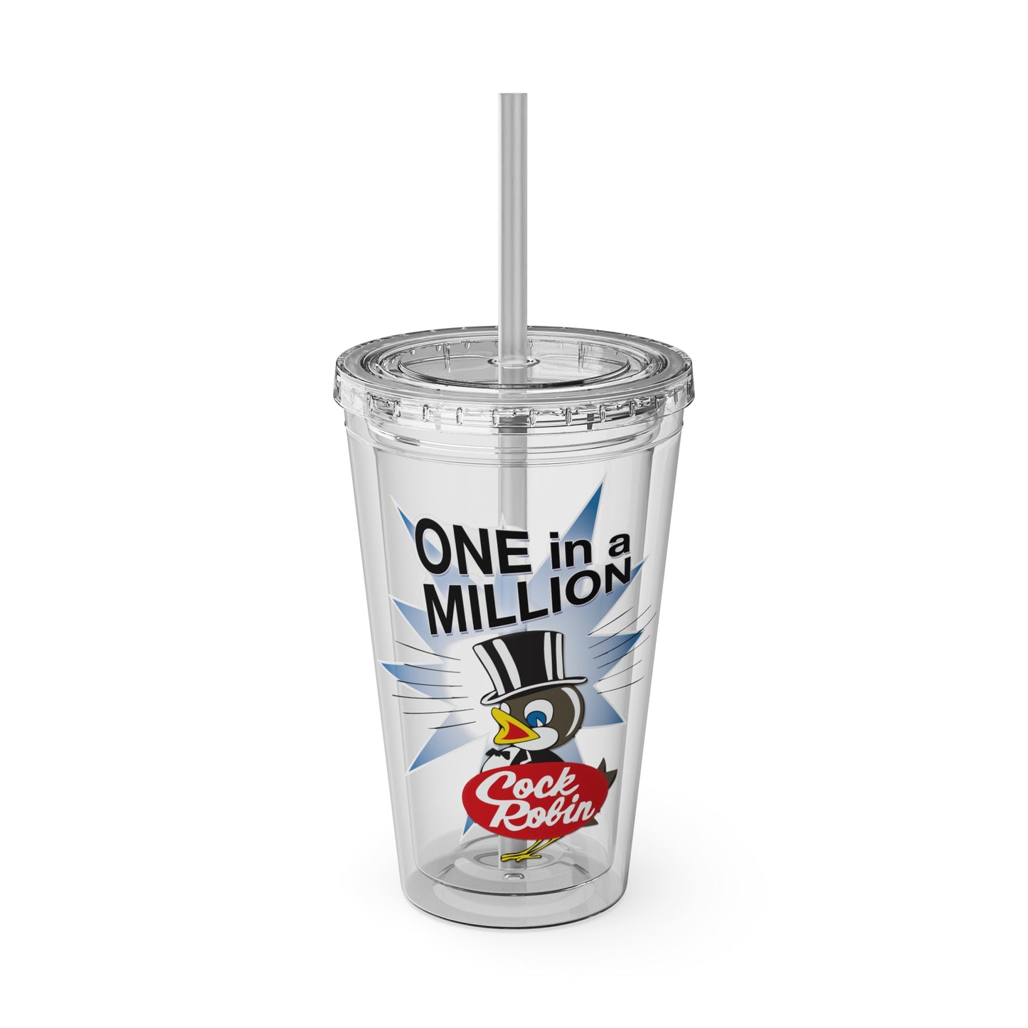 Cock Robin ONE in a MILLION 16oz Summer Beach Tumbler with Straw