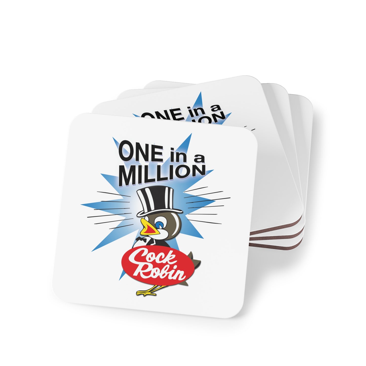 Cock Robin ONE in a MILLION Coaster Set – Retro Graphic Drink Coasters