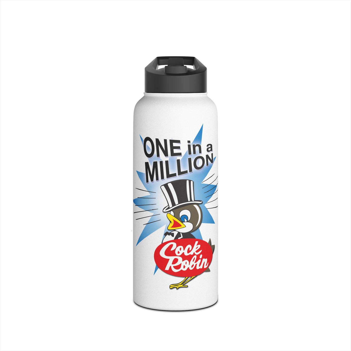 Cock Robin ONE in a MILLION Insulated Water Bottle – Retro Graphic Stainless Steel